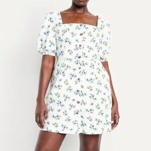 NWT Old Navy puff sleeve linen blend mini dress - 4X